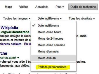 Recherche par date dans Google